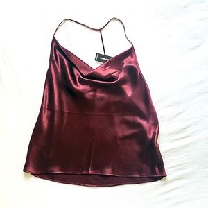 NWT Express Wine Satin Cowl T-Strap Sleeveless Top